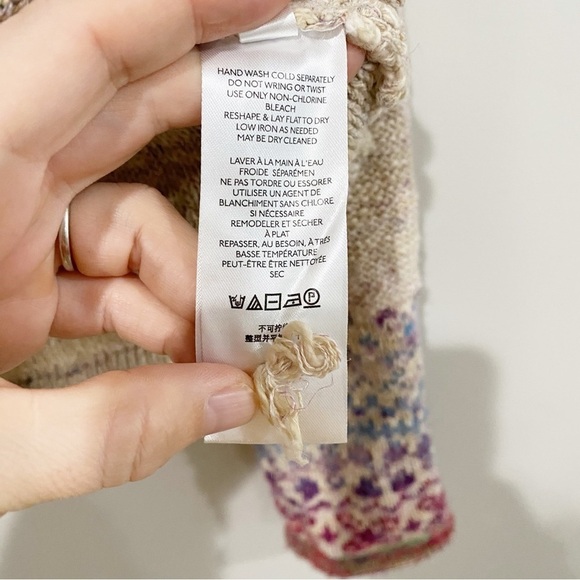 ANTHRO Pilcro Drew Surplice Sweater Faux Wrap Fair Isle Boho Cabincore Size XS - Picture 10 of 12